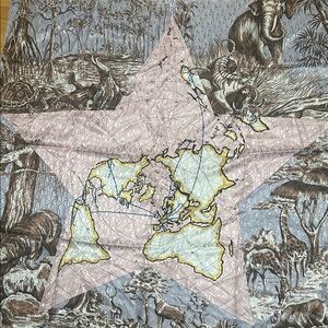 Christian Dior style Around the World 100% silk large square scarf